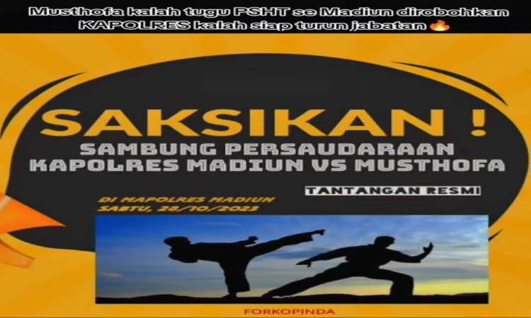 Kapolres Madiun tidak Ambil Pusing Terhadap Tantangan Duel Musthofa, Berdampak pada Penurunan Tugu Perguruan Silat.