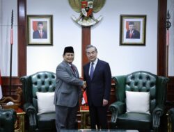 Prabowo Subianto greets Chinese Foreign Minister and is congratulated as President-Elect with record-breaking votes