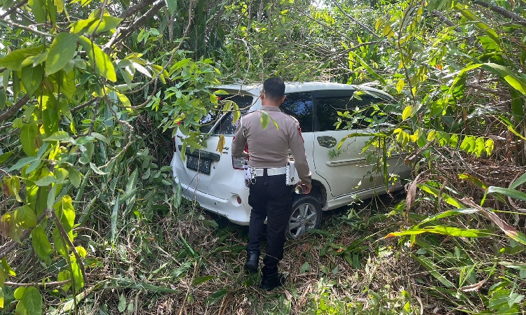 Mobil Avanza Terjun ke Hutan setelah Menabrak Pengendara Motor di Karimun